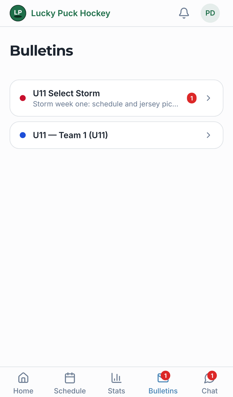 Bulletins screenshot