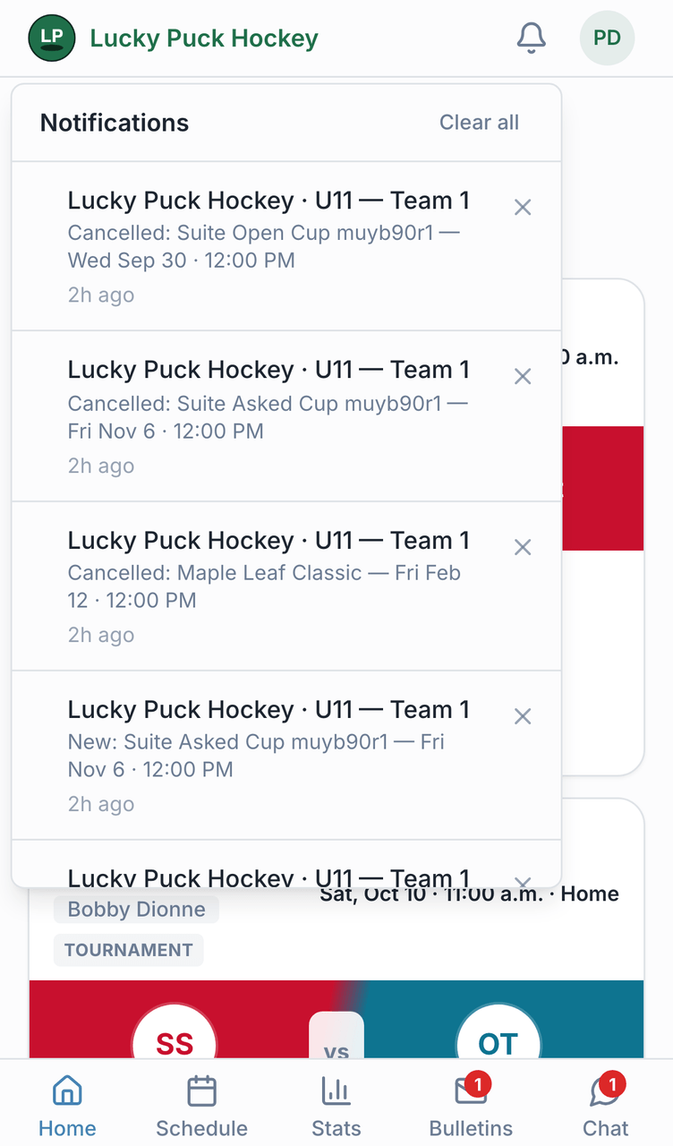 Notifications screenshot
