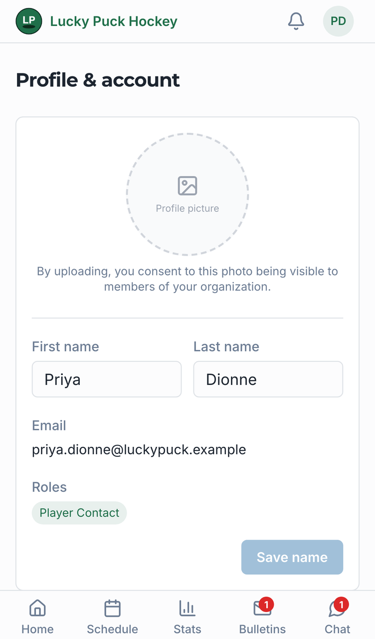Profile & notifications screenshot