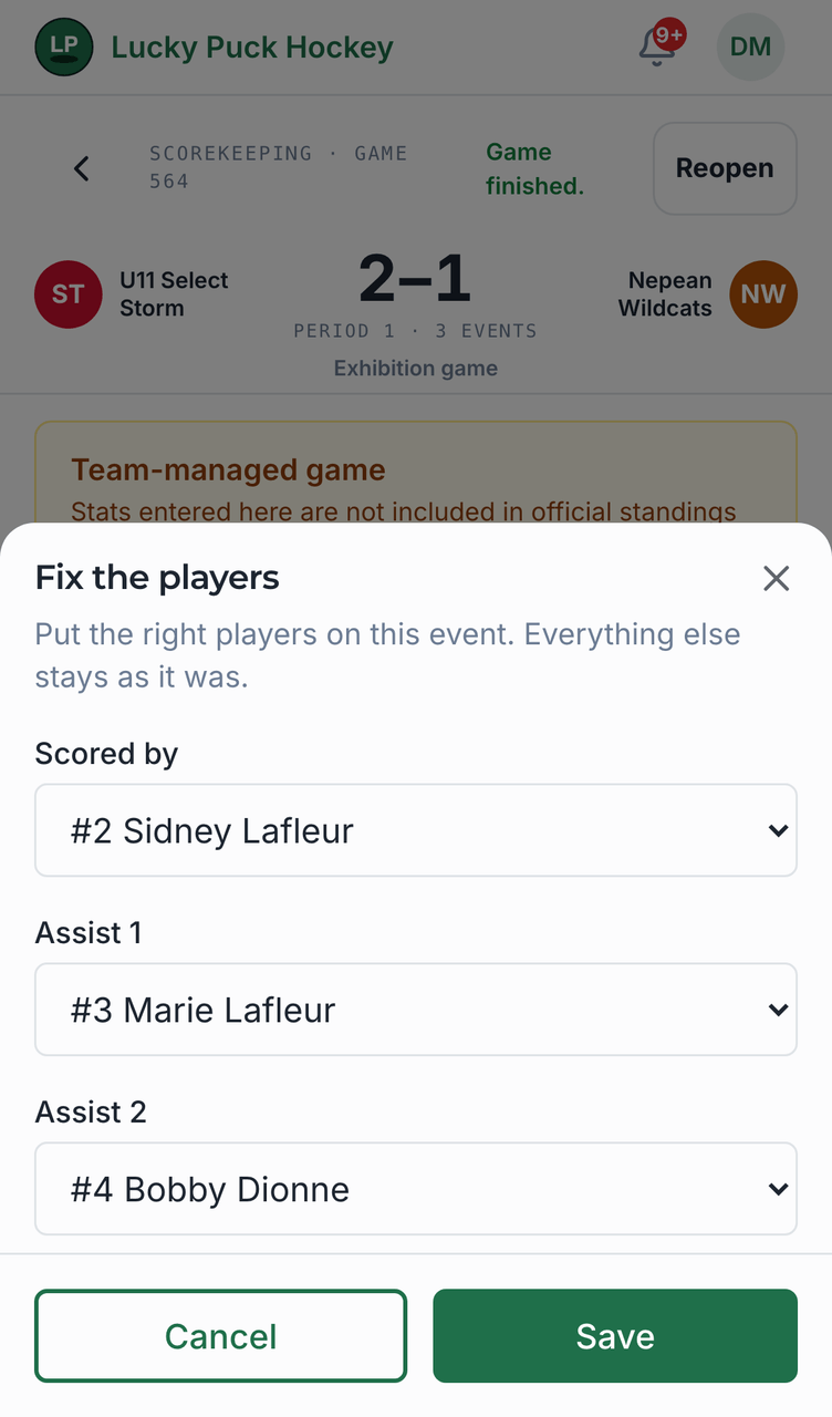 Fixing a player on a goal or penalty screenshot