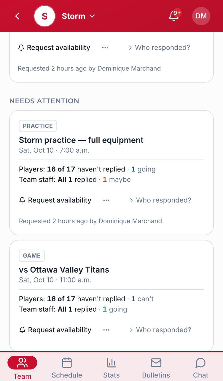 Needs attention screenshot