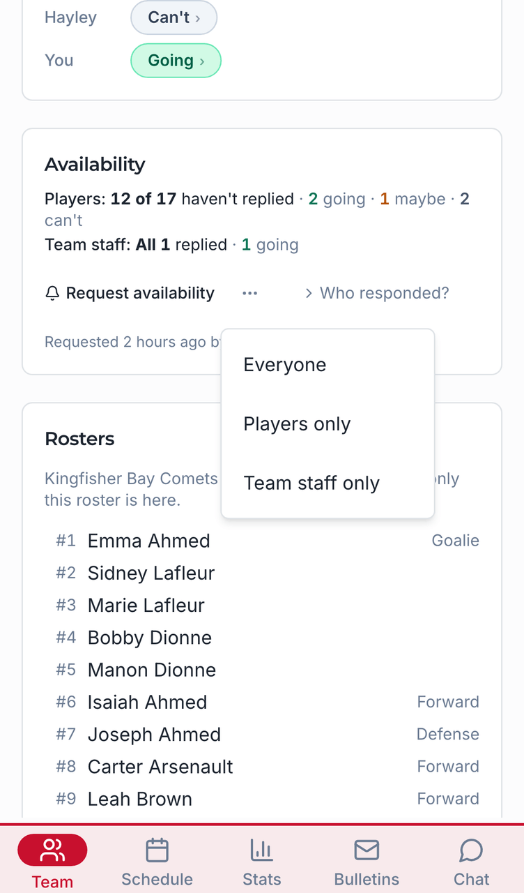 Choosing who to ask screenshot