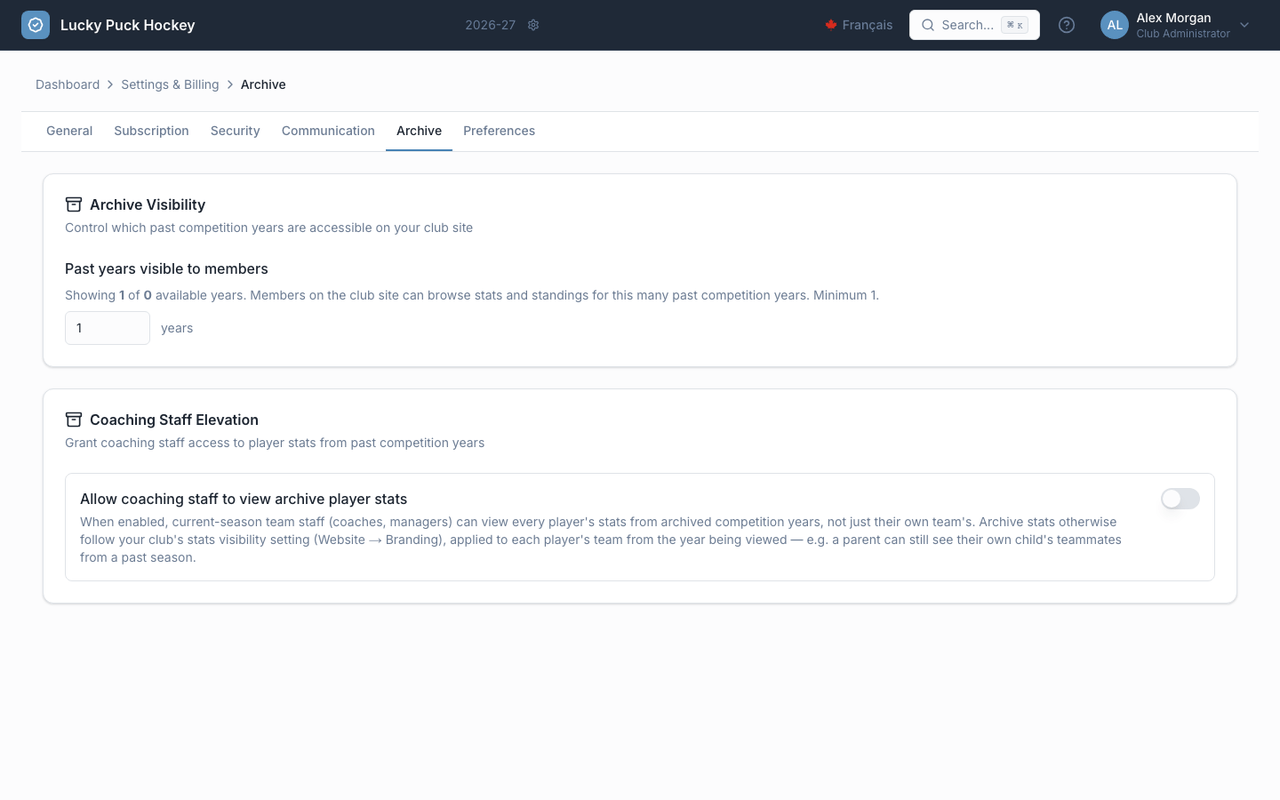 Archive Visibility screenshot