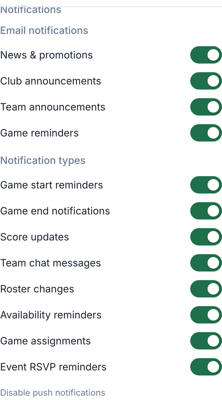 Notifications (Member View) screenshot